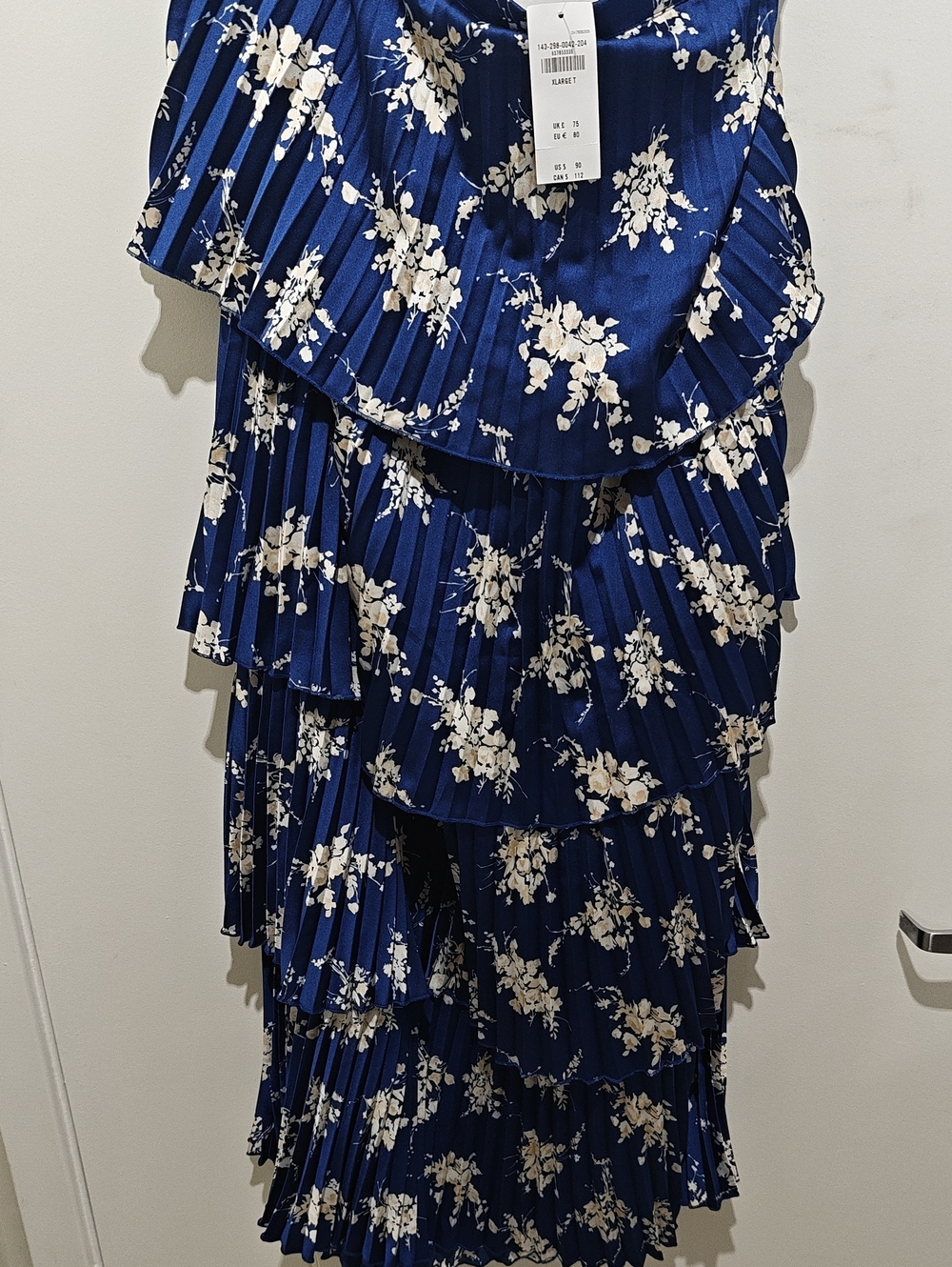 Blue Floral Tiered Pleated Maxi Skirt Plus Top Combo